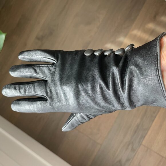 Jessica Genuine Leather Therma-Last Insulated Gloves Button Detail Dk Grey Blk 7 - Picture 3 of 14